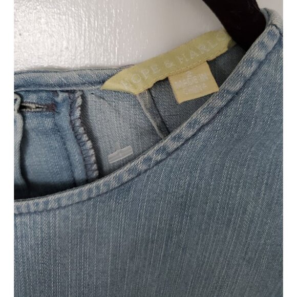 Hope and Harlow New Frayed Sleeveless Relaxed Fit Denim Shift Dress - Size 2 - Picture 4 of 6